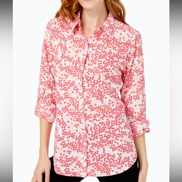 Foxcroft Zoey Wrinke Free Apples to Apples Button Down Shirt Size 10 - Picture 1 of 13